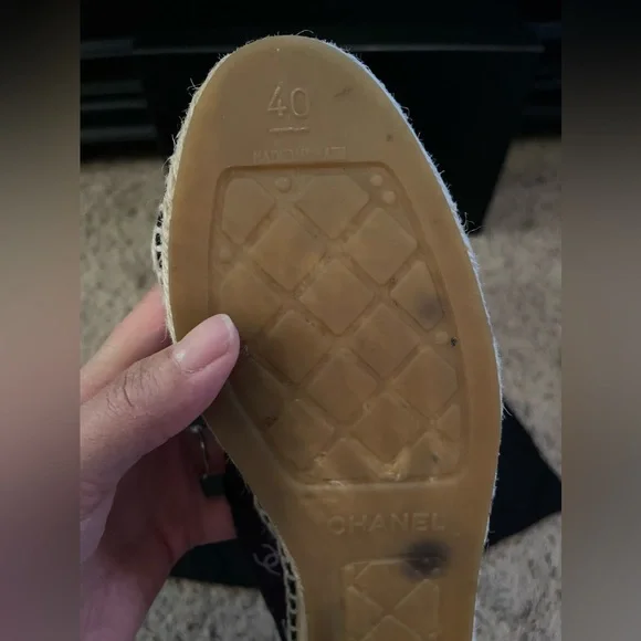 Chanel Cap Toe Espadrilles Printed Mesh Fabric 40 - Picture 11 of 11